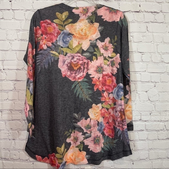 Soft Surroundings Midnight Floral V Neck Sweater S - Picture 5 of 12